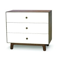 Commode Merlin Sparrow 3 tiroirs - Blanc/Noyer
